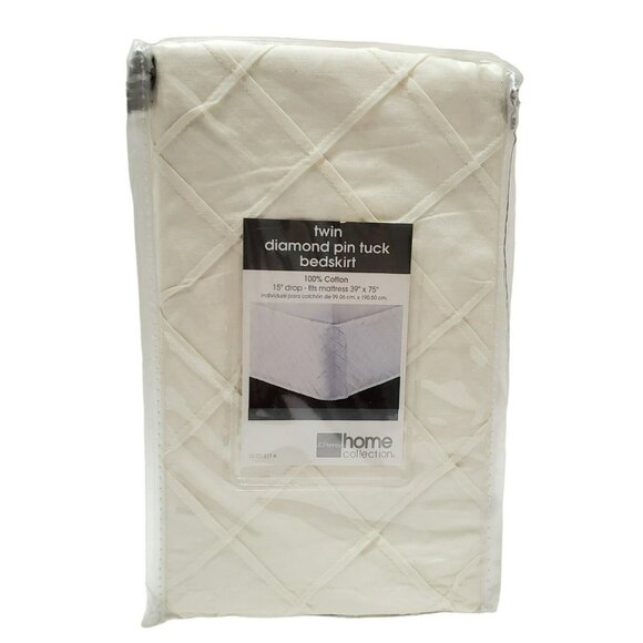 New Bed Skirt Twin Diamond Pin Tuck Bed Mattress Cover Cream JC Penney Vintage - Picture 1 of 5